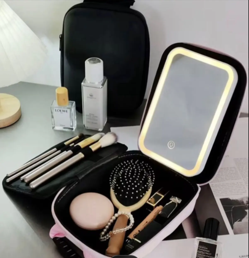 ORGANIZADOR DE MAQUILLAJE Y BROCHAS ESPEJO CON LUZ LED